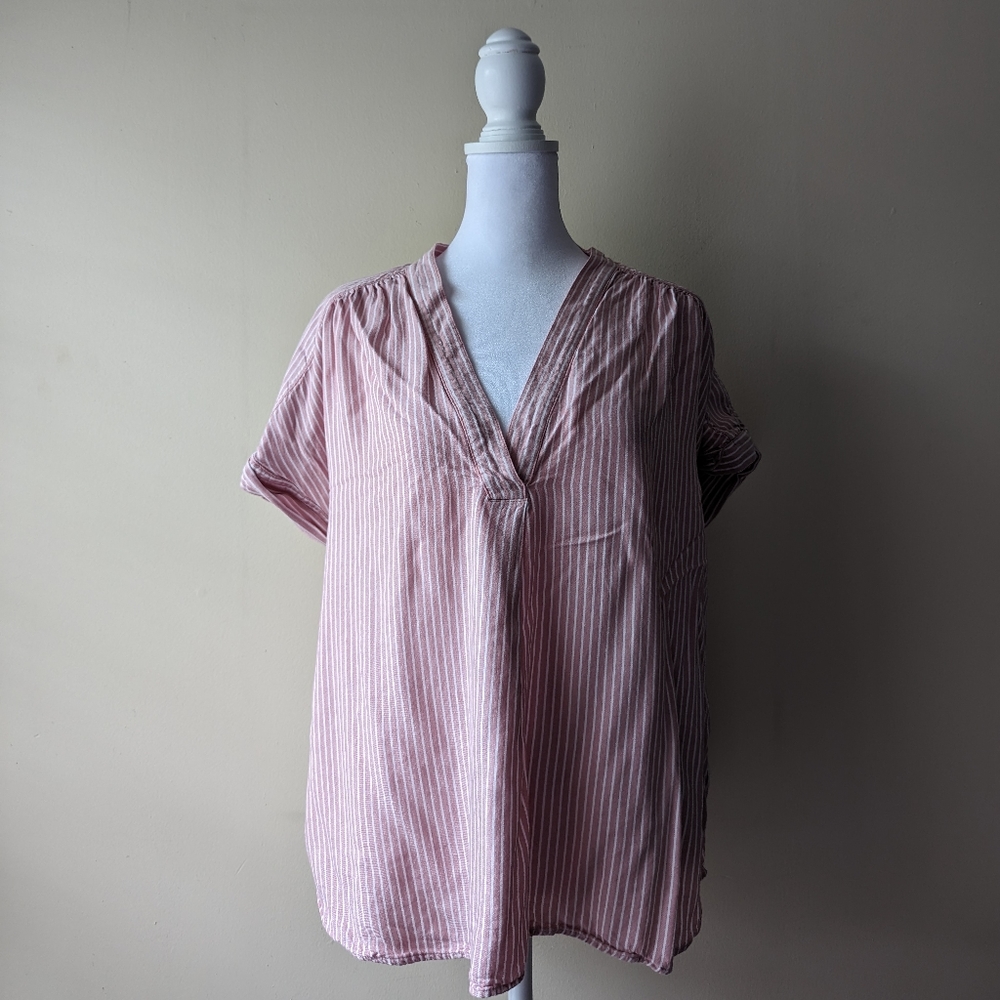 Striped Pink V-Neck Women’s Top